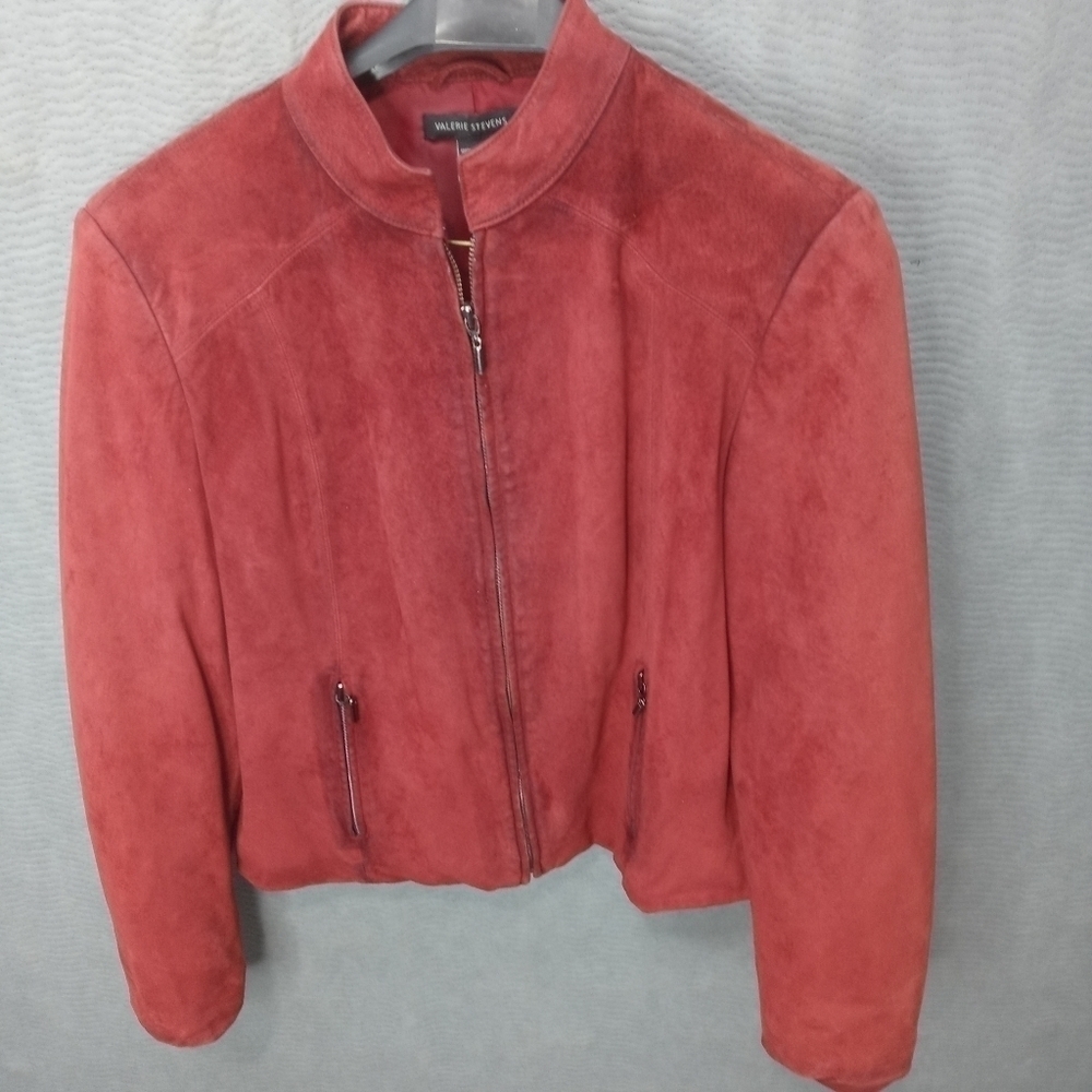 Valerie Stevens women's full zip red suede, lined,